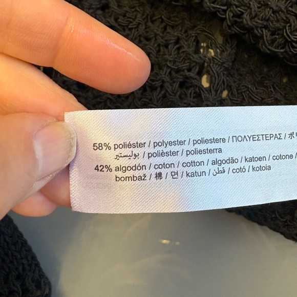 NWT Zara MEL Black Cropped Ribbed V-Neck knit peek-a-boo sweater size Medium - Picture 7 of 9